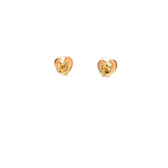 18K Yellow Gold Earrings Heart Stud Textured Small 1.04 grams - Picture 8 of 12